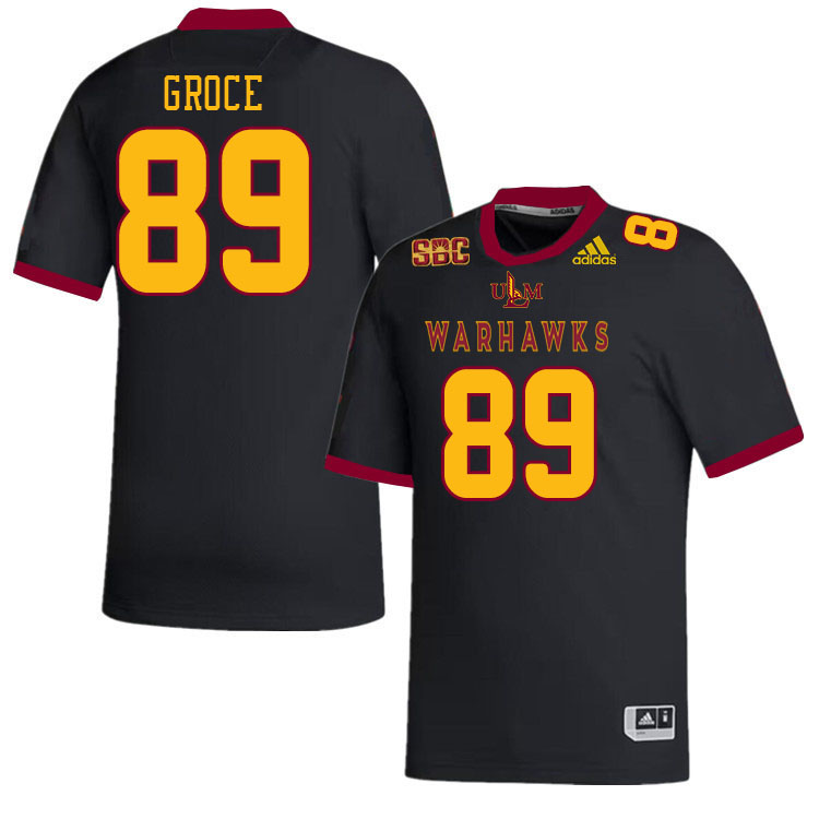 #89 Caleb Groce Louisiana-Monroe Warhawks College Football Jerseys Stitched-Black